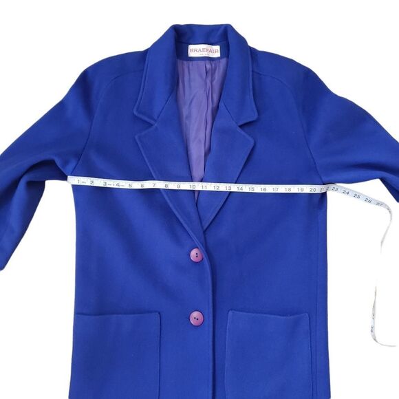 Braefair Vintage Royal Blue 💯% Pure Wool Coat Sz 9/10 ILGWU - Picture 11 of 14